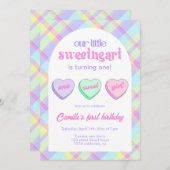 Valentine's 1st Girl Birthday Party 招待状 (正面/裏面)