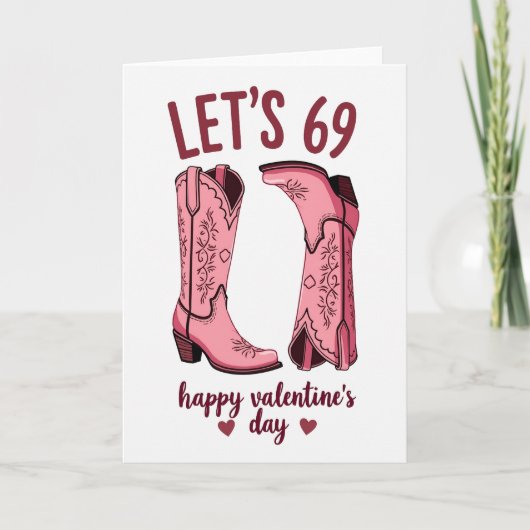Valentines 69 Pink Boots Card カード (正面)