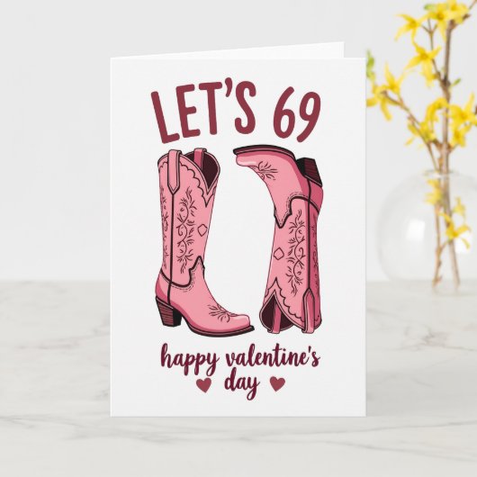 Valentines 69 Pink Boots Card カード (黄色い花)