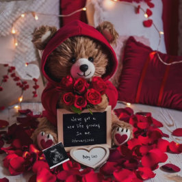 Valentines baby reveal Pregnancy Announcement Card 案内状