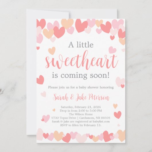 Valentine's Baby Shower Invitation 招待状 (正面)
