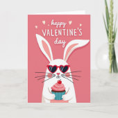 Valentines Bunny Hearts Cupcake Card カード (正面)