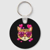 Valentines Ca Kitten Wearing Sungl Heart Cat Lover キーホルダー (正面)
