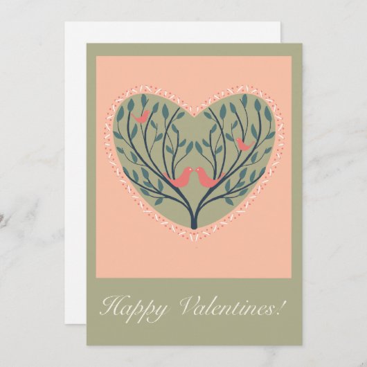Valentines card with birds and tree design シーズンカード (正面/裏面)