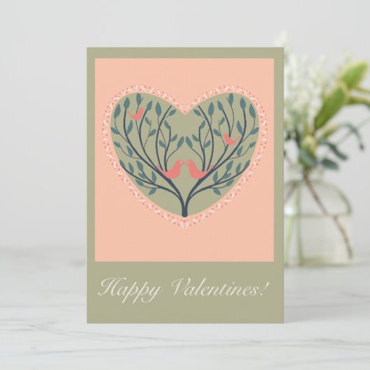 Valentines card with birds and tree design シーズンカード (スタンド正面)