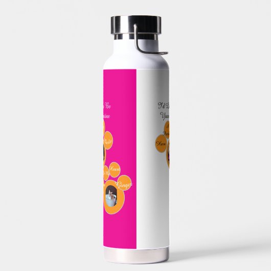 Valentine's Cat Pawprint Humor Cat Photo ウォーターボトル (左面)