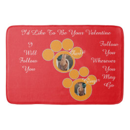Valentine's Cat Pawprint Humor Cat Photo バスマット