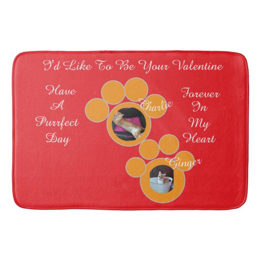 Valentine's Cat Pawprint Humor Cat Photo バスマット (正面)