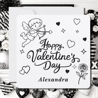 Valentines  Cherub & Romantic Doodle Personalized  シーズンカード