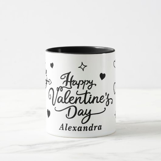 Valentines  Cherub & Romantic Doodle Personalized マグカップ (中央)