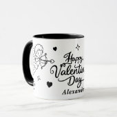 Valentines  Cherub & Romantic Doodle Personalized マグカップ (正面左)