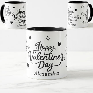 Valentines  Cherub & Romantic Doodle Personalized マグカップ
