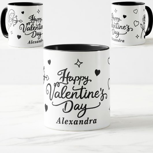 Valentines  Cherub & Romantic Doodle Personalized マグカップ