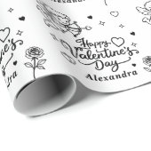 Valentines  Cherub & Romantic Doodle Personalized ラッピングペーパー (ロールコーナー)