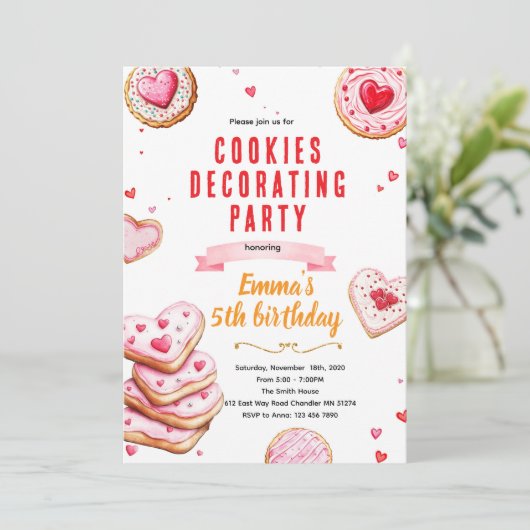 Valentine's Cookie Decorating invite 招待状 (スタンド正面)