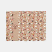 Valentines Corgi Love Pattern Cozy Fleece Blanket フリースブランケット (正面(横))