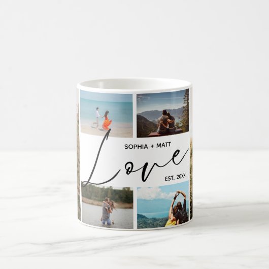 Valentines Couples Keepsake Photo Collage コーヒーマグカップ (中央)