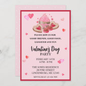 Valentines Cupcakes, Cookie & Sweetsパーティー 招待状 (正面/裏面)