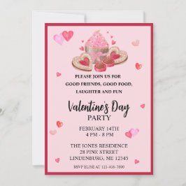 Valentines Cupcakes, Cookie & Sweetsパーティー 招待状