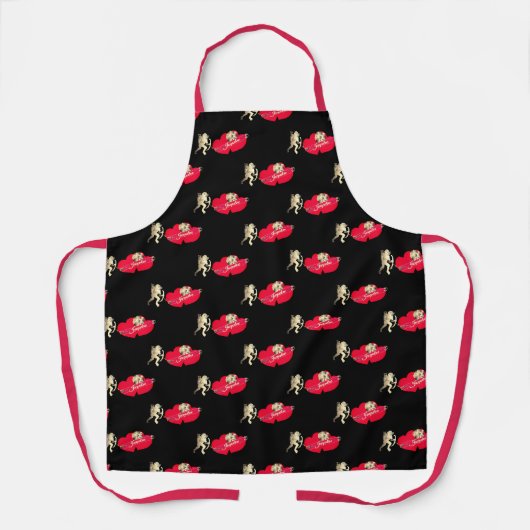 Valentine's Cupid w/Hearts All-Over Print Apron エプロン (正面)