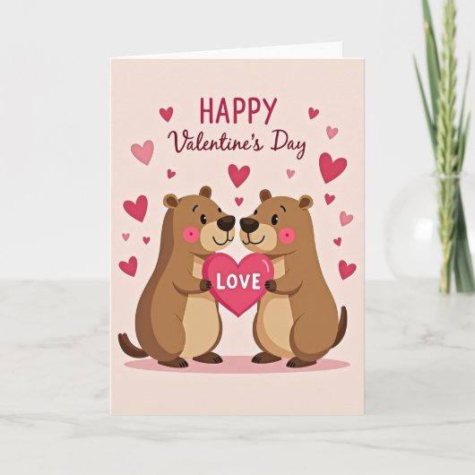 Valentines Cute Bear Couple Love Card カード (正面)