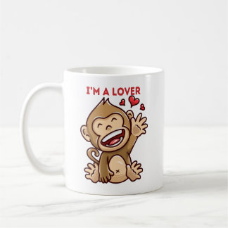 Valentine's Cute Cartoon Monkey Mug コーヒーマグカップ