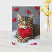 Valentines Cute Cat Heart Card カード (黄色い花)