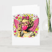 Valentines Cute Cupid Heart Angel Love Holiday Com カード (正面)