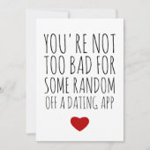 Valentines Dayおもしろい Random Guyデートすることアプリカード シーズンカード (正面)