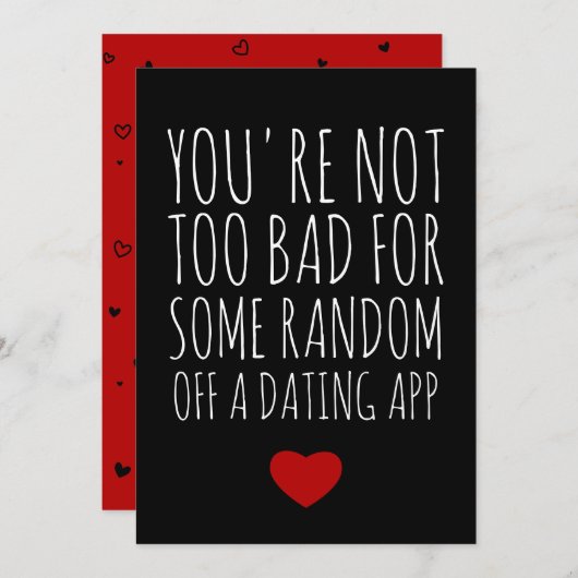 Valentines Dayおもしろい Random Guyデートすることアプリカード シーズンカード (正面/裏面)