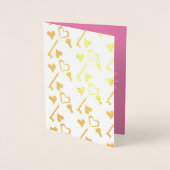 Valentines Day写真とハートとスケルトン鍵 箔カード (正面)