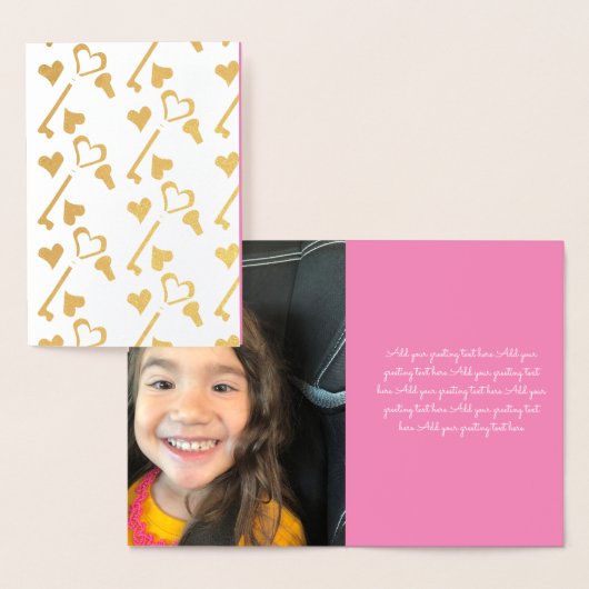 Valentines Day写真とハートとスケルトン鍵 箔カード (ディスプレー)