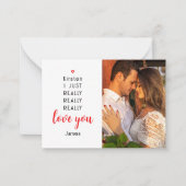 Valentines Day おもしろい Love You写真名 ノートカード (正面)