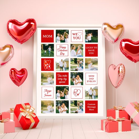 Valentine's Day 14 Photo Collage Messages for Mom ポスター