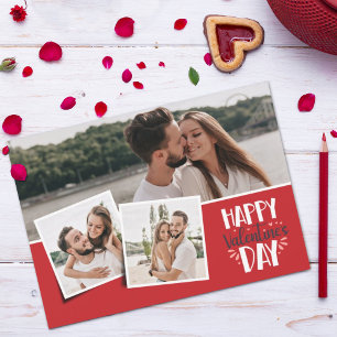 Valentine's day 3 pictures collage red シーズンカード
