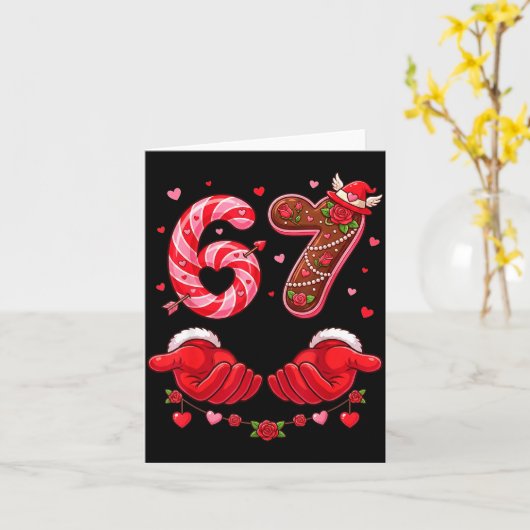 Valentine's Day 67 Hilarious Six Seven Love Meme F カード (黄色い花)