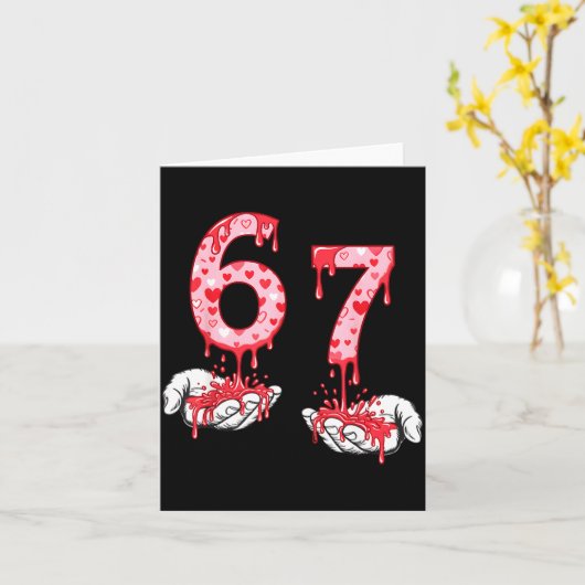 Valentines Day 67 Meme Six Seven 6 7 Valentine Hea カード (黄色い花)