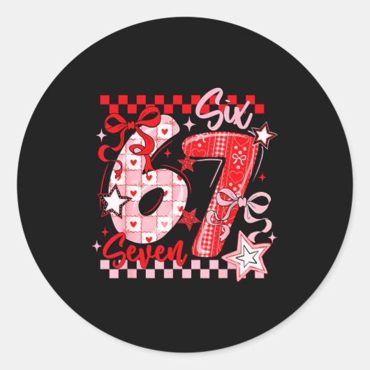 Valentine's Day 67 Six Seven Preppy Hearts Coquett ラウンドシール (正面)