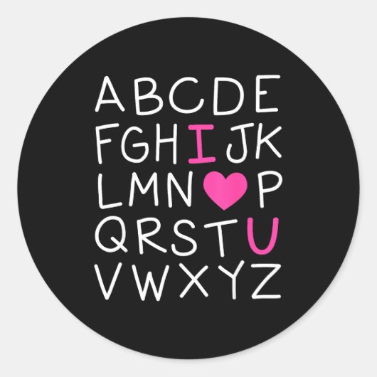 Valentines Day Abc I Love You Alphabet Teacher Gir ラウンドシール (正面)