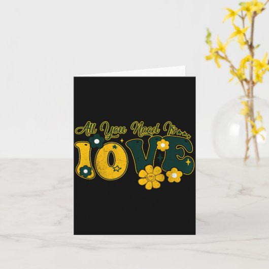 Valentine's Day All You Need Is 10ve Love Funny Me カード (黄色い花)
