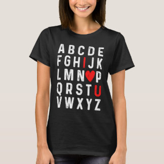 Valentines Day Alphabet ABC I Love You Red Heart Tシャツ