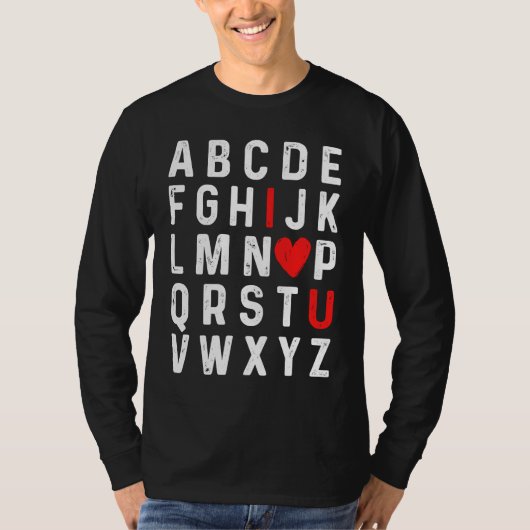 Valentines Day Alphabet ABC I Love You Red Heart Tシャツ (正面)