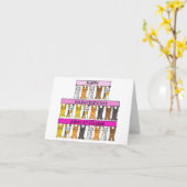 Valentine's Day away at College Cartoon Cats カード (黄色い花)