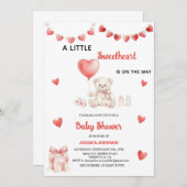 Valentine's Day Baby Shower Teddy Bear Hearts  招待状 (正面/裏面)