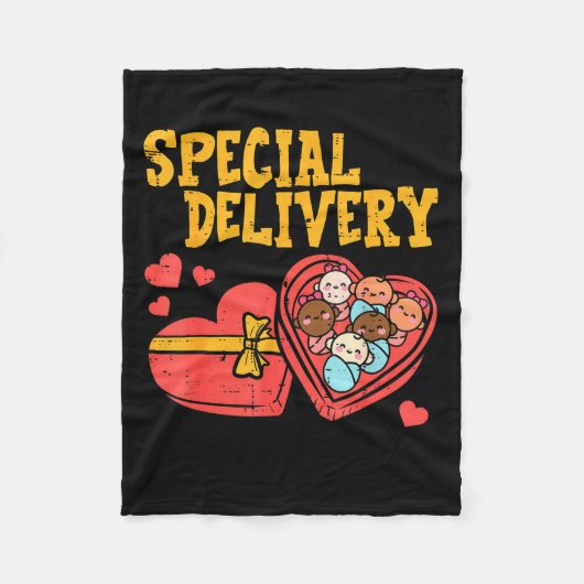 Valentines Day Baby Special Labor Delivery Nurse W フリースブランケット (正面)