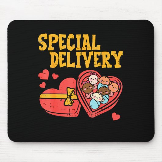 Valentines Day Baby Special Labor Delivery Nurse W マウスパッド (正面)