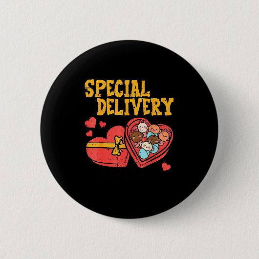Valentines Day Baby Special Labor Delivery Nurse W 缶バッジ (正面)