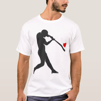 Valentines Day Baseball Batter Silhouette Heart Tシャツ