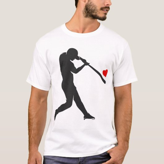 Valentines Day Baseball Batter Silhouette Heart Tシャツ (正面)