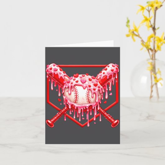 Valentines Day Baseball Boys Ice Cream Drip Heart  カード (黄色い花)